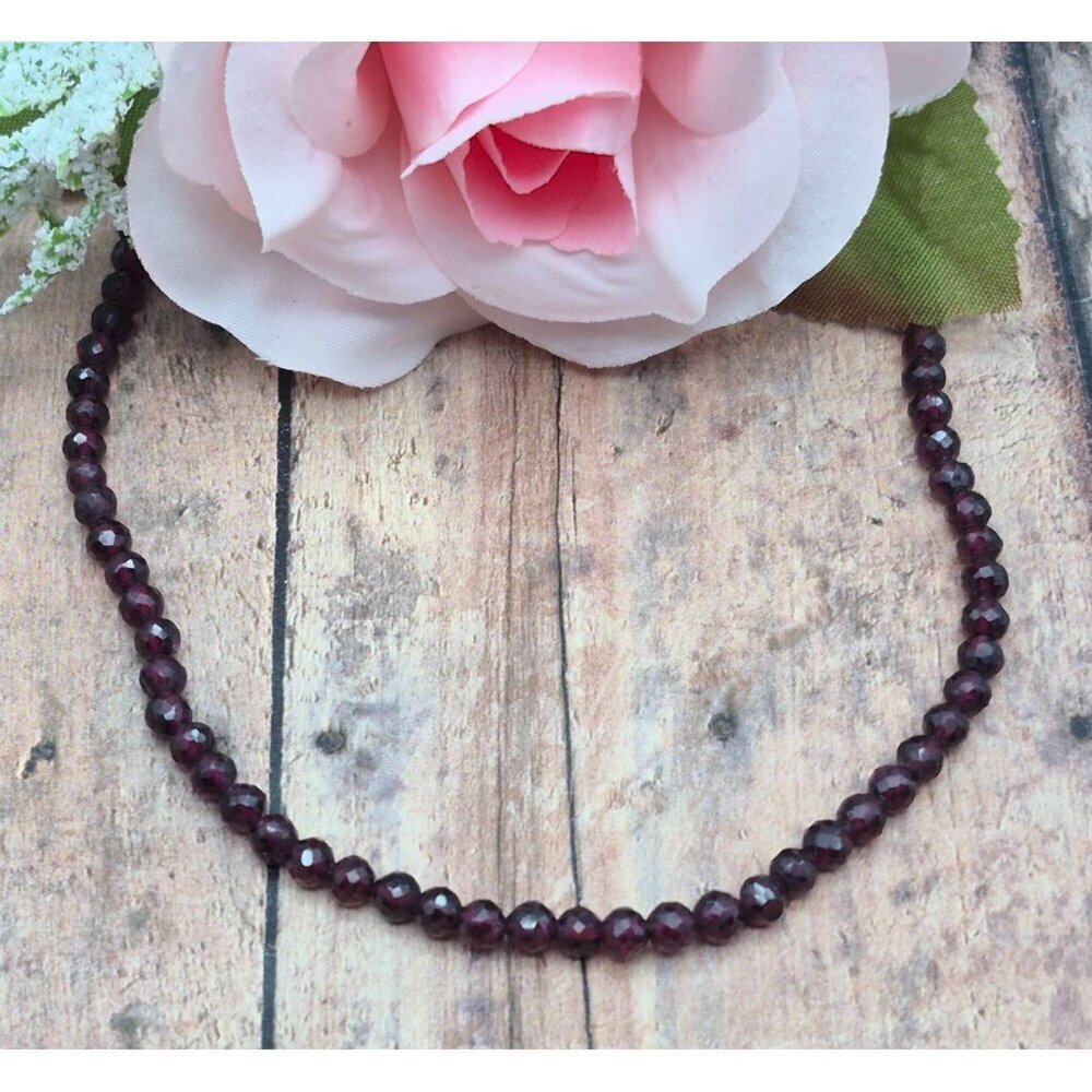 Purple Faceted Glass Bead Artisan Made Choker Necklace 16" Whimsy Goth Witchy
